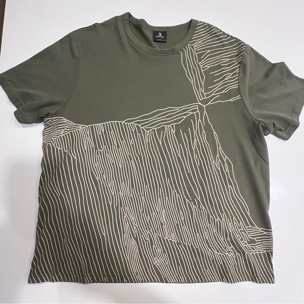 Magnlens - Olive Green Oversized Boxy Graphic T-Shirt - Like New